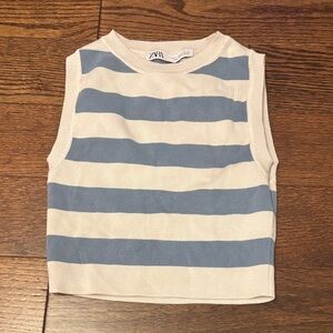 Zara Kids Sleeveless Top with Blue and Cream Stripes